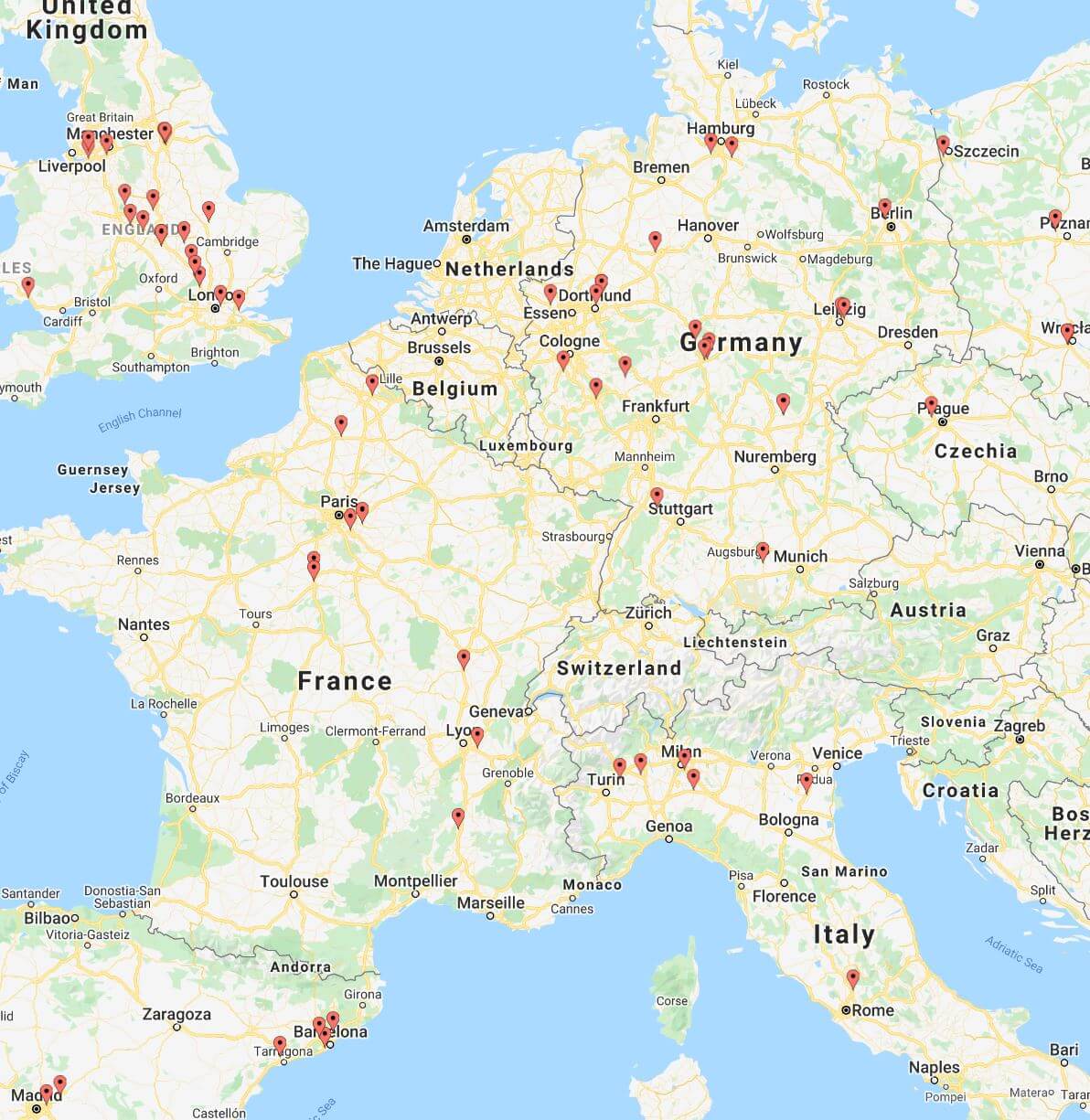 amazon DCs in Europe as per February 2020